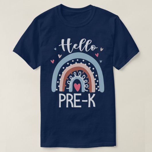 Hello Pre K Funny Boho Rainbow Back To School Tシャツ (デザイン正面)