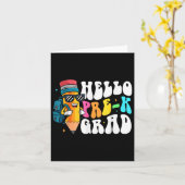Hello Pre-k Grad Fun Pencil Back To School Pre-kin カード (黄色い花)