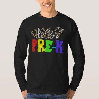 Hello Pre K Leopard Print Pre K Back To School Tシャツ