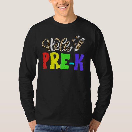 Hello Pre K Leopard Print Pre K Back To School Tシャツ (正面)