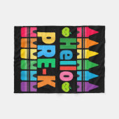 Hello Pre-k Pencils新学期先生学生 フリースブランケット (正面(横))
