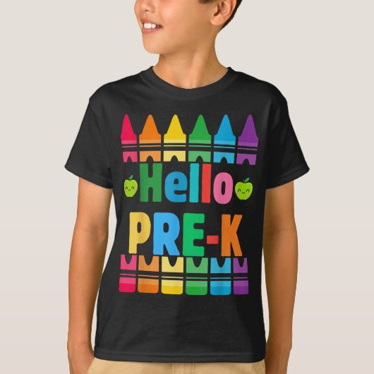 Hello Pre-k Pencils新学期先生学生 Tシャツ (正面)