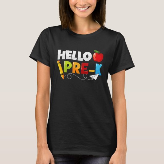 Hello Pre k  Preschool Back To School Boys Girls K Tシャツ (正面)