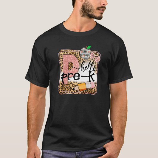 Hello Pre K Preschool Leopard Team Pre K Back To S Tシャツ (正面)