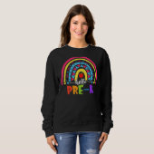 Hello Pre K Rainbow Team Hello Preschool Rocks Squ スウェットシャツ (正面フル)
