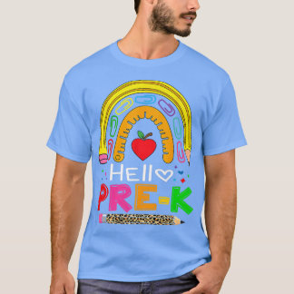Hello Pre-k School Rainbow Back to School Teacher Tシャツ