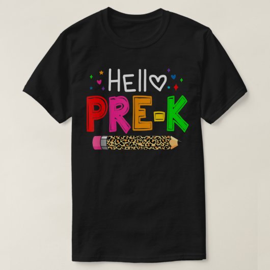 Hello Pre-k Teacher Kids Back to School Teacher St Tシャツ (デザイン正面)