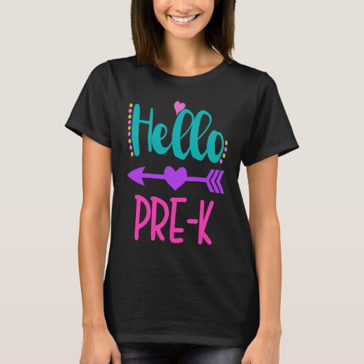 Hello Pre K Teacher Student Teacher Little Girl Tシャツ (正面)