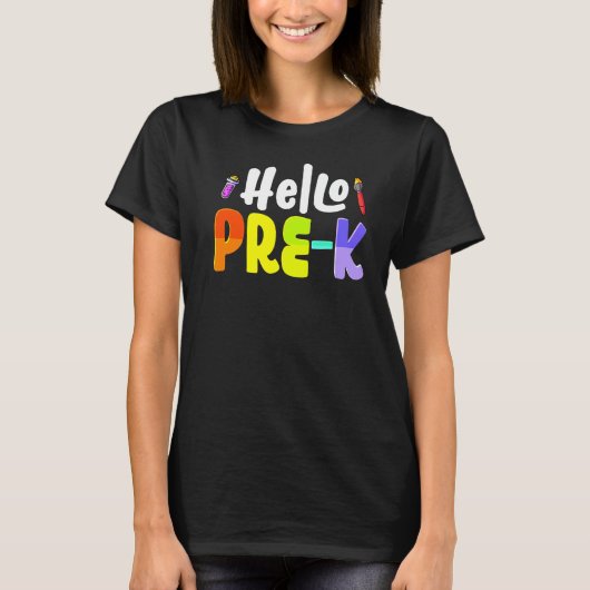 Hello Pre K Team Pre K先生新学期 Tシャツ (正面)