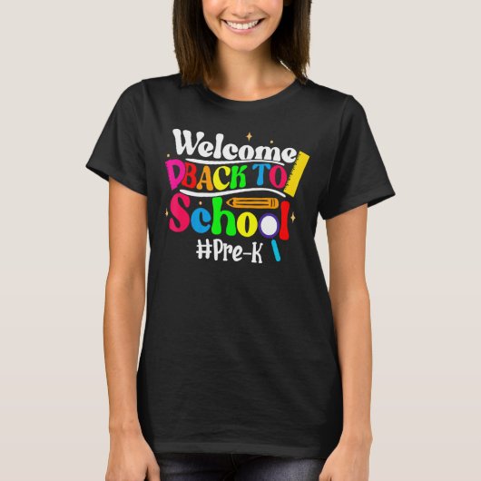 Hello Pre K Team PreK Back to School Teacher Girls Tシャツ (正面)