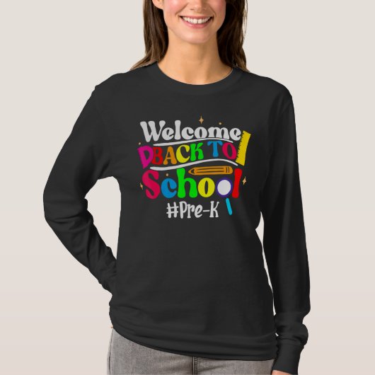Hello Pre K Team PreK Back to School Teacher Girls Tシャツ (正面)