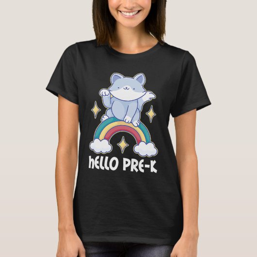 Hello Pre K with Cat for School Tシャツ (正面)