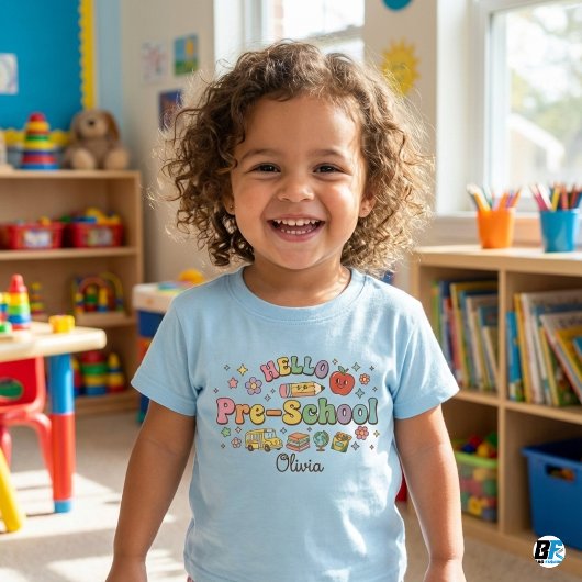 Hello Pre-School Retro Groovy Icons Personalized N