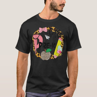 Hello PreKかわいいヒョウりんご花鉛筆 Tシャツ