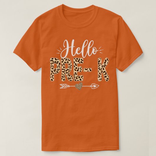 Hello PreK Leopard新学期先生学生 Tシャツ (デザイン正面)