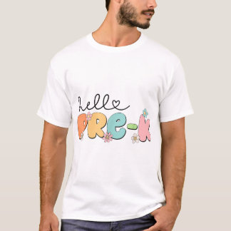 Hello Preschool Back To School Groovy Teacher Kids Tシャツ