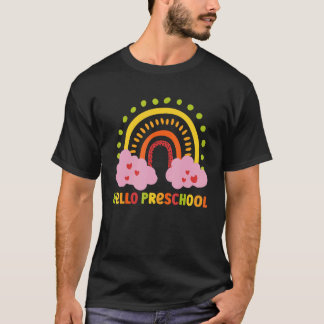Hello Preschool Rainbow for Teachers Girls Kids Fi Tシャツ