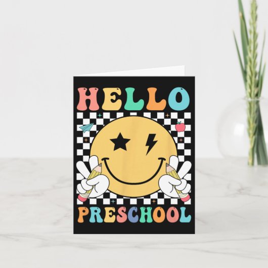 Hello Preschool Teacher Kids Team Pre-k Pre K Back カード (正面)