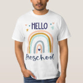 Hello Preshool Retro Rainbow Teaher Toddler Girls  Tシャツ (正面)