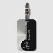 Hello Professional Faux Silver Metallic  ラゲッジタグ (正面縦)