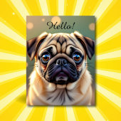 Hello! Pug Cuteness ポストカード