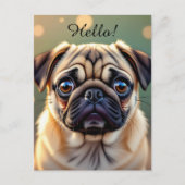 Hello! Pug Cuteness ポストカード (正面)