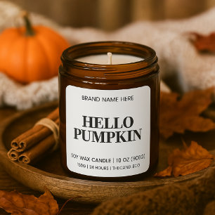 Hello Pumpkinキャンドルラベル ミニマル秋大豆 スクエアシール