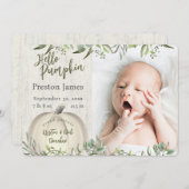 Hello Pumpkin秋の写真誕生のお知らせ 招待状 (正面/裏面)