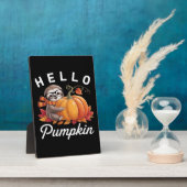 Hello Pumpkin - Cute Fall Sloth Autumn Leaves Foli フォトプラーク (側面)