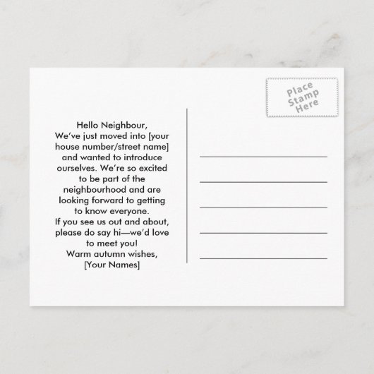 Hello Pumpkin Spice & Everything Nice Neighbour 案内ポストカード (裏面)