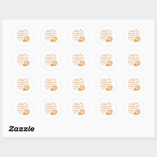 Hello, Pumpkin Spice & Everything Nice Sticker ラウンドシール (シート)