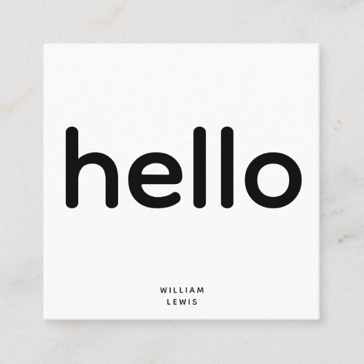 Hello QRコーミニマルドソーシャルメディアアイコン スクエア名刺 (正面)