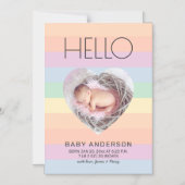 Hello Rainbow Colorsベビー写真誕生のお知らせ マグネット招待状 (正面)