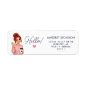 Hello Redhead Lady Heart Return Address Label  ラベル (正面)