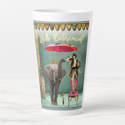 Hello Retirementおもしろいとファンキー カフェラテマグ (正面)