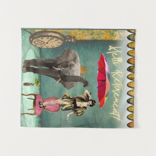 Hello Retirementおもしろいとファンキー タペストリー (正面(横))