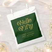 Hello Retro Green and Gold 50th Birthday Party  フェイバーバッグ (クリップ留めされた状態)