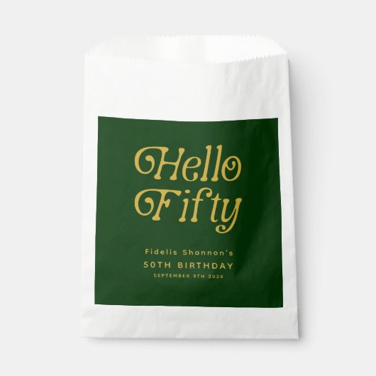 Hello Retro Green and Gold 50th Birthday Party  フェイバーバッグ (正面)