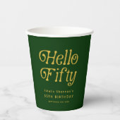 Hello Retro Green and Gold 50th Birthday Party  紙コップ (正面)