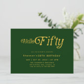 Hello Retro Green & Gold 50th Birthday Invitation 招待状 (スタンド正面)