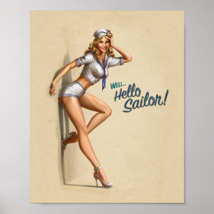 Hello Sailor Vintage Pin-Up ポスター