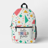 Hello school Gradeカラフル幾何学的 プリントバックパック (正面)