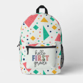 Hello school Gradeカラフル幾何学的 プリントバックパック (正面)