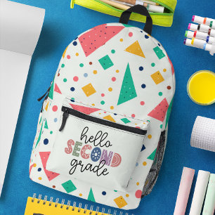 Hello school Gradeカラフル幾何学的 プリントバックパック