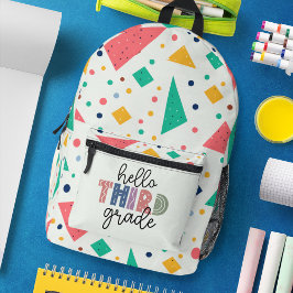 Hello school Gradeカラフル幾何学的 プリントバックパック