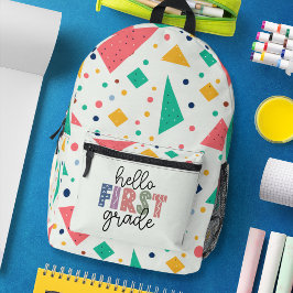 Hello school Gradeカラフル幾何学的 プリントバックパック