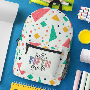 Hello school Gradeカラフル幾何学的 プリントバックパック