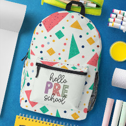 Hello school Gradeカラフル幾何学的 プリントバックパック