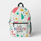Hello school Gradeカラフル幾何学的 プリントバックパック (正面)