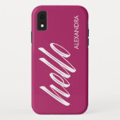 Hello Scriptとマゼンタの名前 Case-Mate iPhoneケース (裏面)
